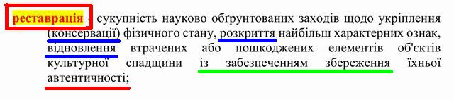 ЗУ Охор пам - термін - Реставрація