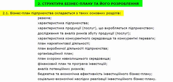 Кабм - Метод рек - Бізнес-план 2006 (б) 19с фрагм - Структура Бізнес-плану