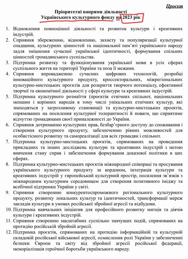 Мінк 2022-07-25 УКФ проект Напрями