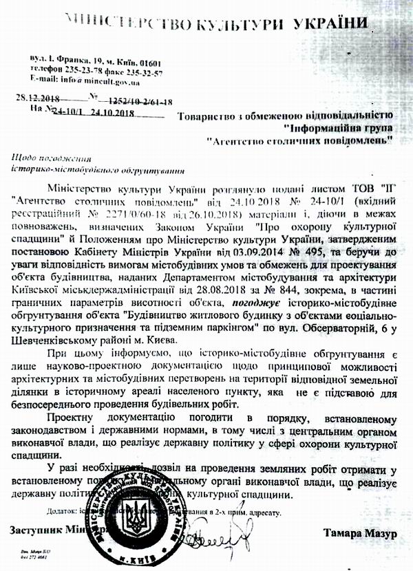 Мінкульт - Обсерв, 6 Погодж 2018 ІМО-2 Маніфасова лист Мазур