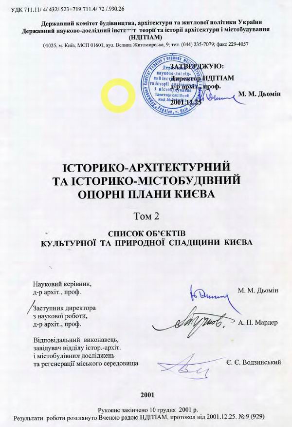 ОП 2001 Перелік пам, об та виявлен культ спадщ 299с - Тит  600