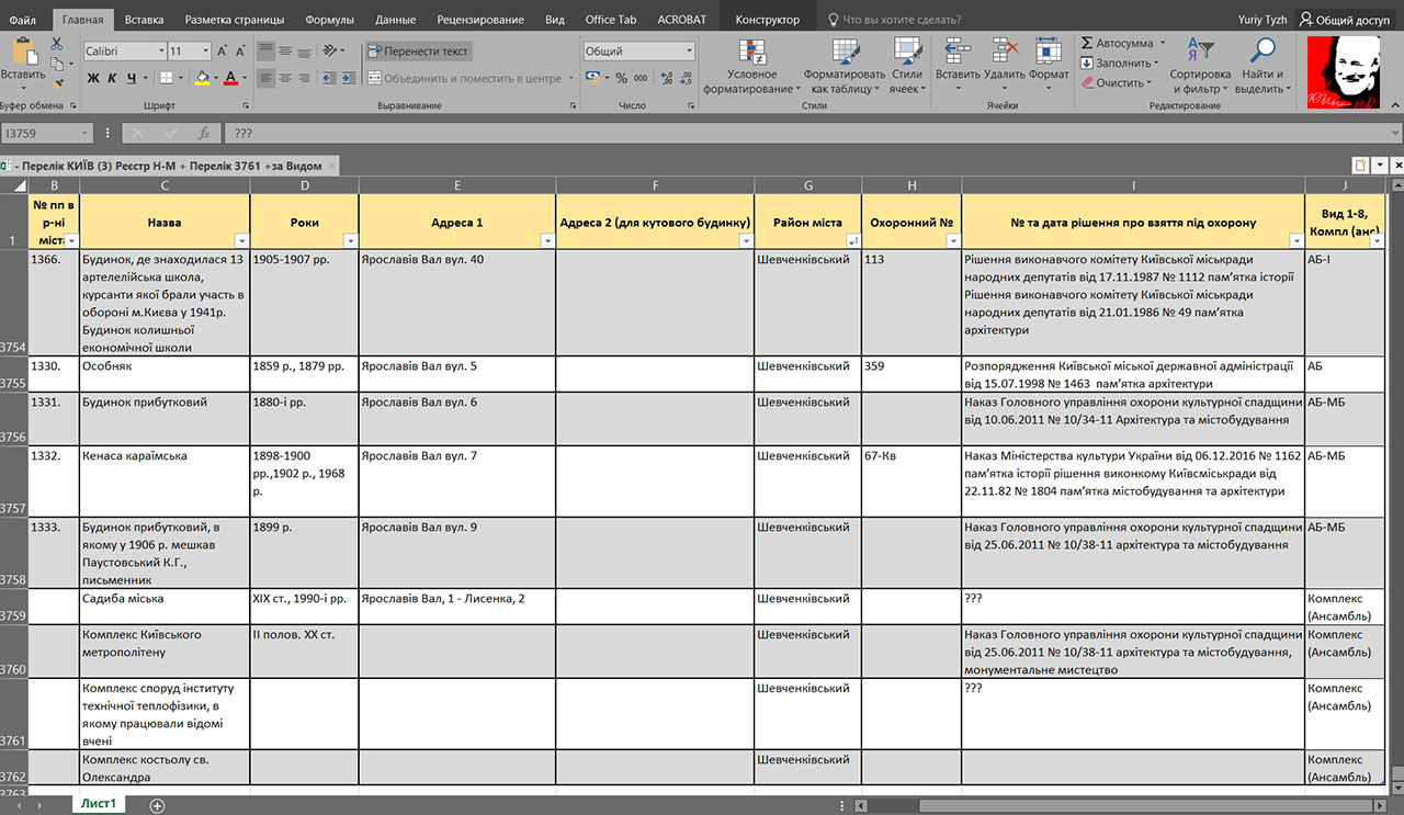 Перелік пам'яток в Exell - screen